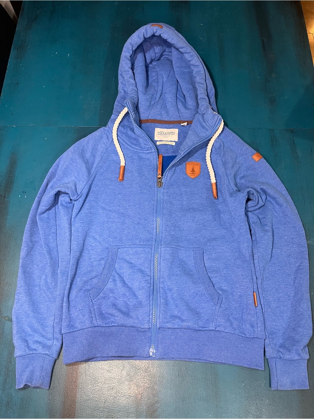 Wanakome Men's Blue Zip-Up Hoodie Sweater